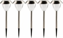 Садовые фонарики на солнечной батарее (5 шт - нержавейка)